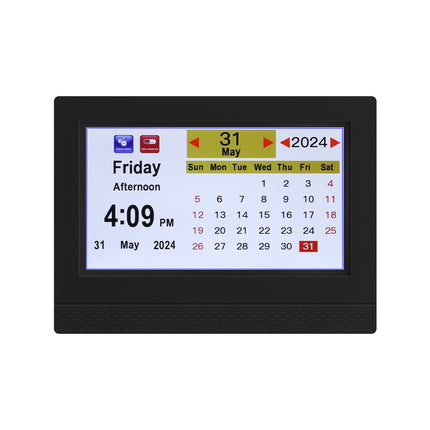 Artiss 7" Digital Day Clock Calendar Alarm Black.