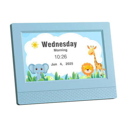 Artiss 7" Digital Day Clock Calendar Alarm LCD Children Sleep Trainer Clocks Blue.
