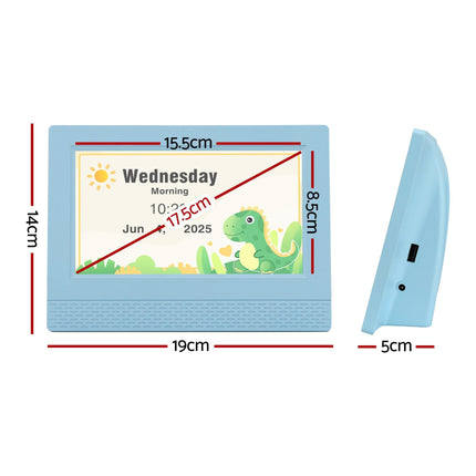 Artiss 7" Digital Day Clock Calendar Alarm LCD Children Sleep Trainer Clocks Blue.