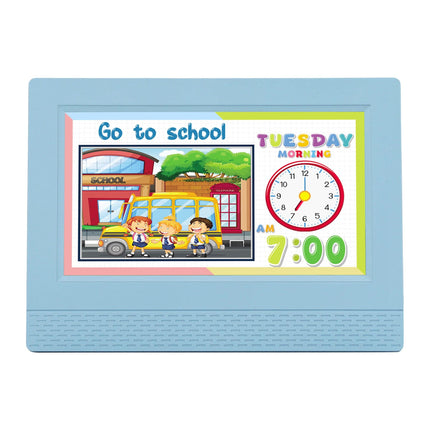 Artiss 7" Digital Day Clock Calendar Alarm LCD Children Sleep Trainer Clocks Blue.