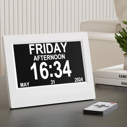 Artiss 7" Digital Day Clock Calendar Alarm White.