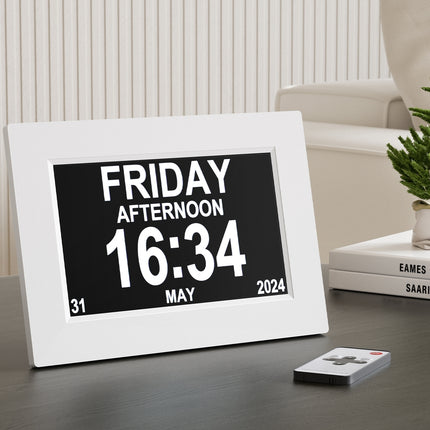 Artiss 8" Digital Day Clock Calendar Alarm White.