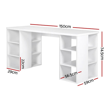 Artiss Computer Desk Bookshelf White 150CM.