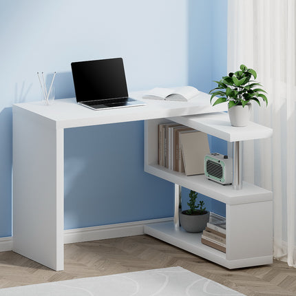 Artiss Computer Desk L-Shape Bookshelf White.