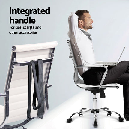 Artiss Computer Desk Office Chair Set PU Leather Wall Mount Foldable Table White.
