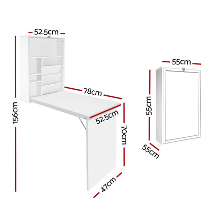 Artiss Computer Desk Bookshelf Wall Mount White.