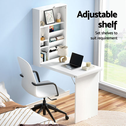 Artiss Computer Desk Bookshelf Wall Mount White.
