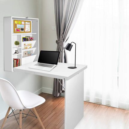 Artiss Computer Desk Bookshelf Wall Mount White.