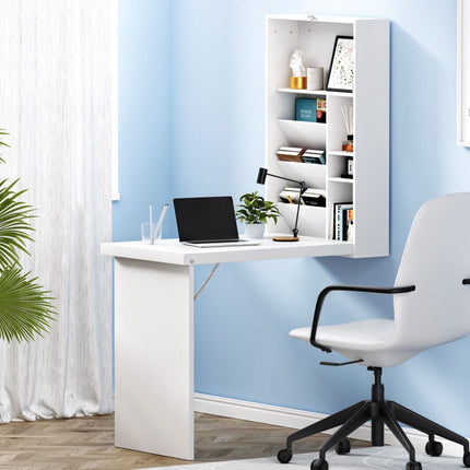 Artiss Computer Desk Bookshelf Wall Mount White.