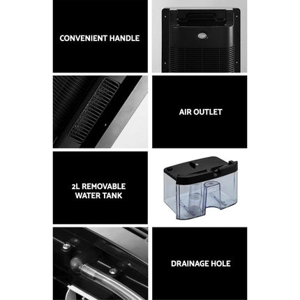 Devanti Dehumidifier 2L Air Purifier Black.
