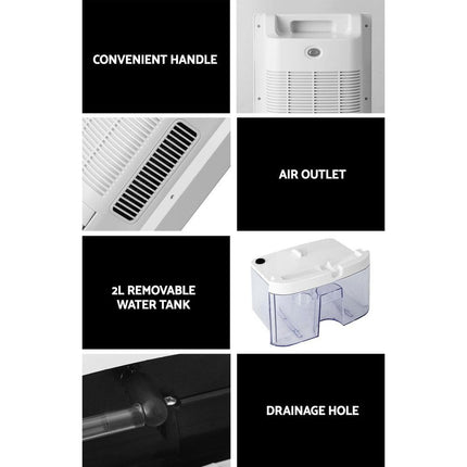 Devanti Dehumidifier 2L Air Purifier White.