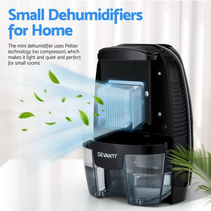 Devanti Dehumidifier 600ML Air Purifier Black.