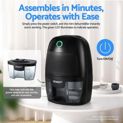 Devanti Dehumidifier 600ML Air Purifier Black.