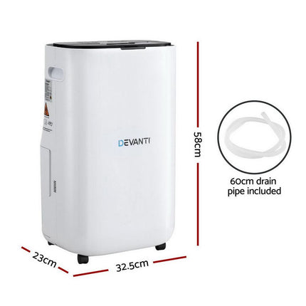 Devanti Dehumidifier 20L Air Purifier White.