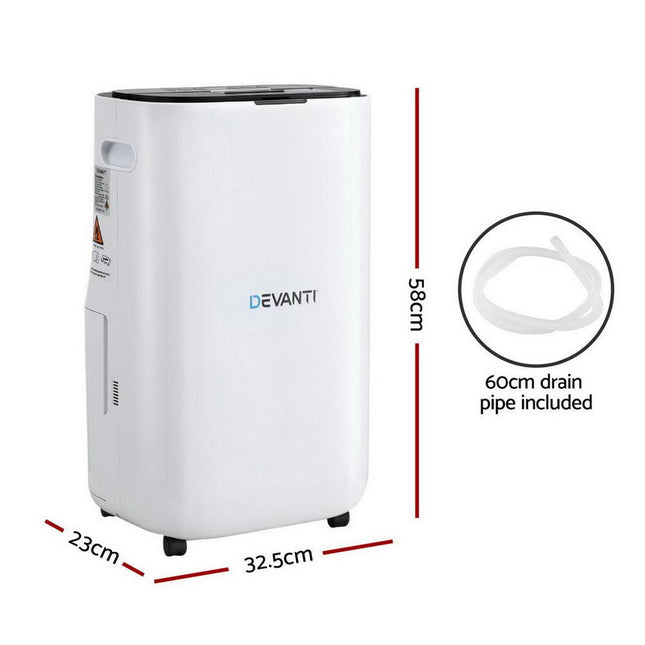 Devanti Dehumidifier 20L Air Purifier White.