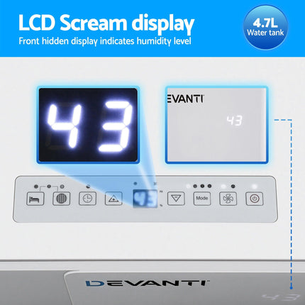 Devanti 30L/Day Dehumidifier Home Air Dryer Mould Moisture 4.7L Tank.