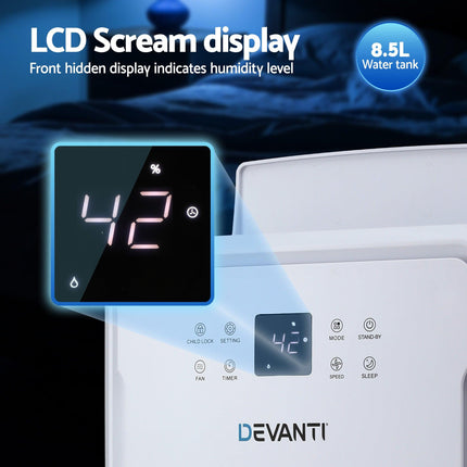 Devanti 50L/Day Dehumidifier Home Air Dryer Mould Moisture 8.5L Tank.