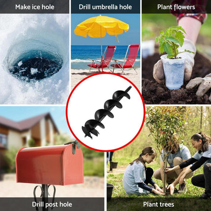 Giantz Post Hole Digger Auger Drill Bit 200mm with 80cm Extension Shaft Black.
