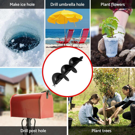 Giantz Post Hole Digger Auger Drill Bit 300mm with 80cm Extension Shaft Black.