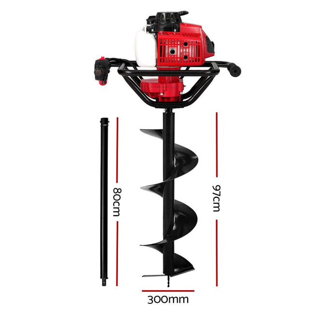 Giantz Post Hole Digger 300mm Petrol Drill Extension Auger Bits.