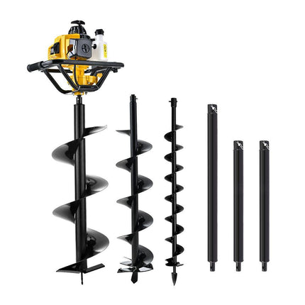 Giantz Post Hole Digger Petrol Motor Drill Extension Auger Bits Kits.