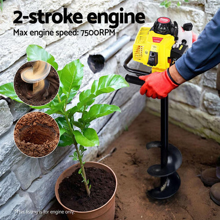 Giantz Post Hole Digger Motor Only Petrol Engine Yellow.