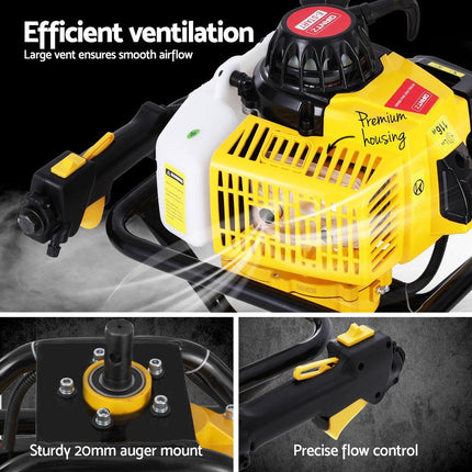 Giantz Post Hole Digger Motor Only Petrol Engine Yellow.