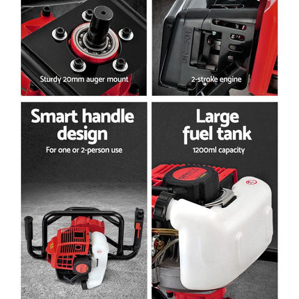 Giantz Post Hole Digger Motor Only Petrol Engine Red.