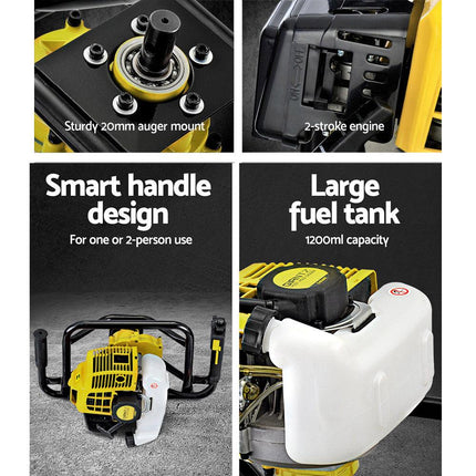 Giantz Post Hole Digger Motor Only Petrol Engine Yellow.