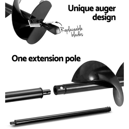 Giantz Post Hole Digger 200mm Petrol Drill Extension Auger Bits.