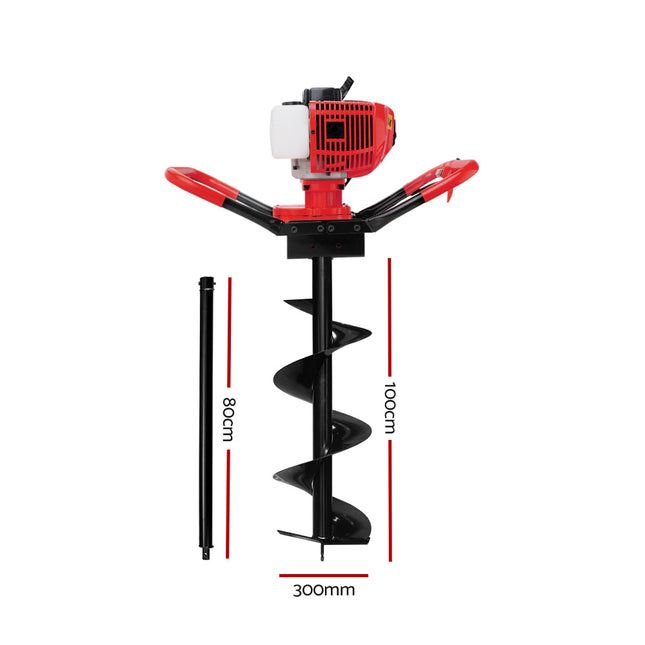 Giantz Post Hole Digger 300mm Petrol Drill Extension Bits Auger.