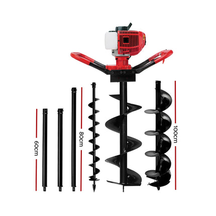 Giantz Petrol Post Hole Digger Extension Auger Bits Kit.