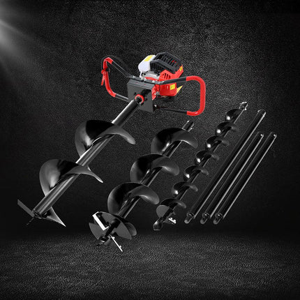 Giantz Post Hole Digger Petrol Motor Drill Extension Auger Bits Kits.