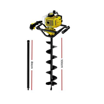 Giantz Post Hole Digger 200mm Petrol Drill Auger Extension Bits.