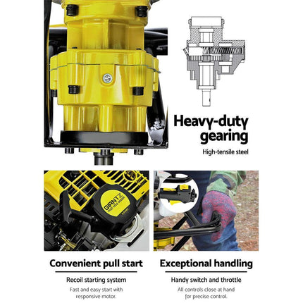 Giantz Post Hole Digger 200mm Petrol Drill Auger Extension Bits.