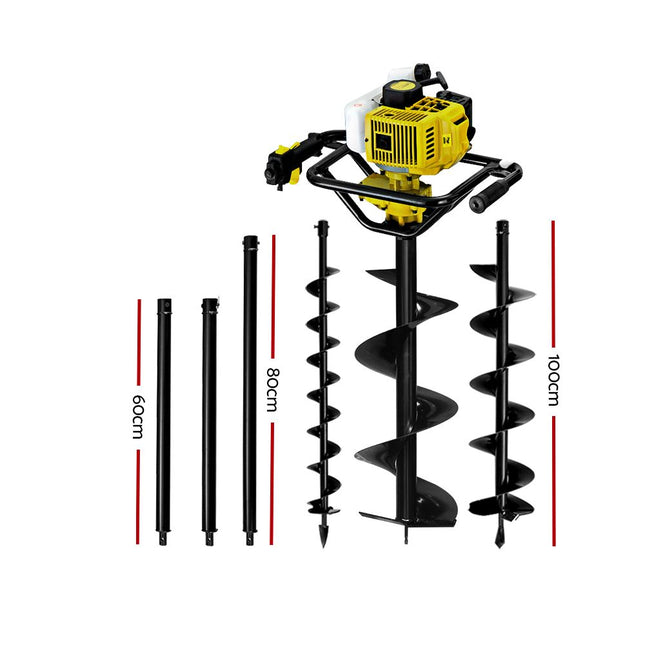 Giantz Post Hole Digger Petrol Drill Auger Extension Bits.