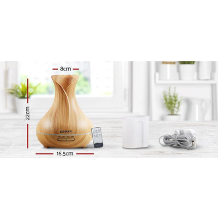 Devanti Aroma Diffuser Aromatherapy Light Wood 400ml.