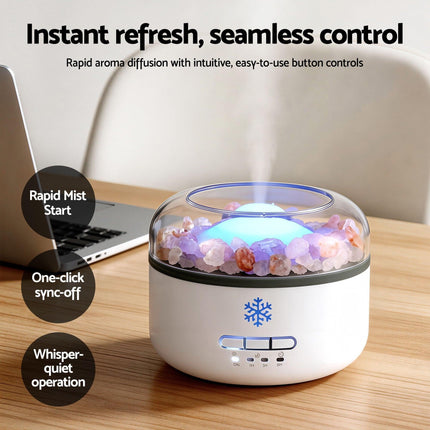 Devanti 150ml Salt Lamp Aroma Diffuser Ultrasonic Humidifier Purifier 7 LED Colors.