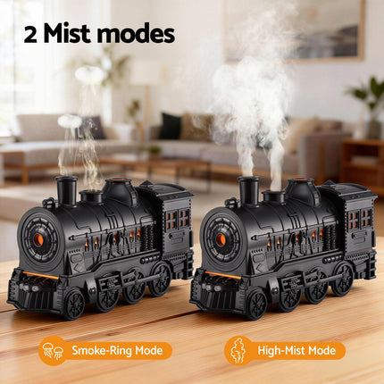 Devanti Train Aroma Diffuser Essential Oil Humidifier 300ml Smoke Ring LED Timer.