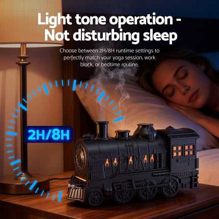 Devanti Train Aroma Diffuser Essential Oil Humidifier 300ml Smoke Ring LED Timer.