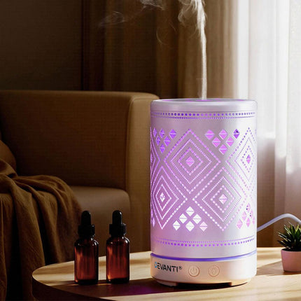 Devanti Ultrasonic Aroma Diffuser Aromatherapy 100ml LED Lights Iron Humidifier Forest.