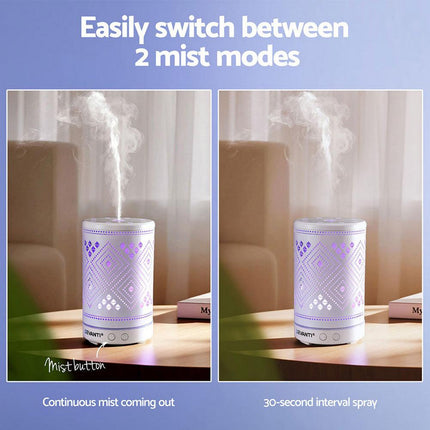 Devanti Ultrasonic Aroma Diffuser Aromatherapy 100ml LED Lights Iron Humidifier Forest.
