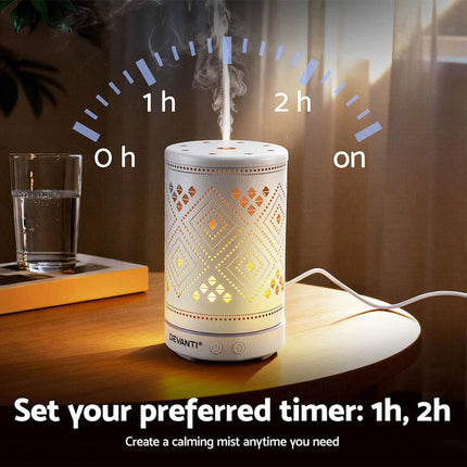 Devanti Ultrasonic Aroma Diffuser Aromatherapy 100ml LED Lights Iron Humidifier Forest.