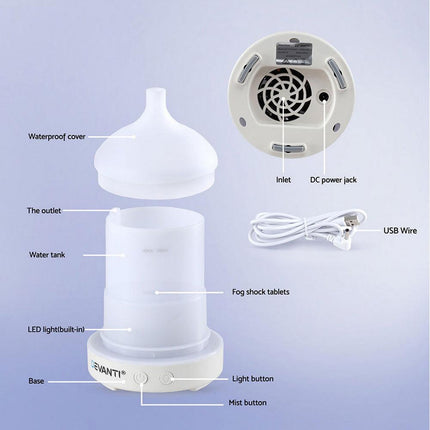 Devanti Ultrasonic Aroma Diffuser Aromatherapy 100ml LED Lights Iron Humidifier Forest.