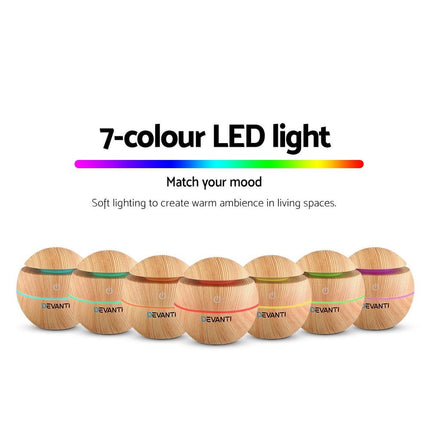 Devanti Aroma Diffuser Aromatherapy Light Wood 130ml.