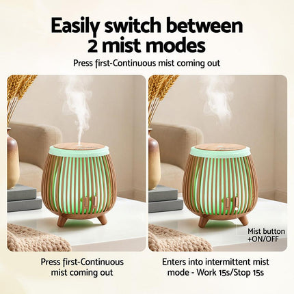 Devanti Ultrasonic Aroma Diffuser Aromatherapy 140ml LED Lights Iron Humidifier Forest Deep Wood.