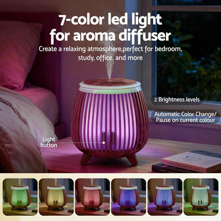 Devanti Ultrasonic Aroma Diffuser Aromatherapy 140ml LED Lights Iron Humidifier Forest Deep Wood.
