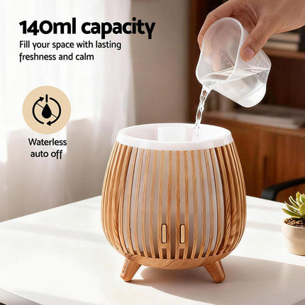 Devanti Ultrasonic Aroma Diffuser Aromatherapy 140ml LED Lights Iron Humidifier Forest Deep Wood.