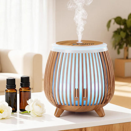 Devanti Ultrasonic Aroma Diffuser Aromatherapy 140ml LED Lights Iron Humidifier Forest Deep Wood.