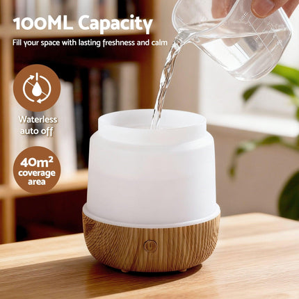 Devanti Ultrasonic Aroma Diffuser Aromatherapy 100ml LED Lights Iron Humidifier Forest.